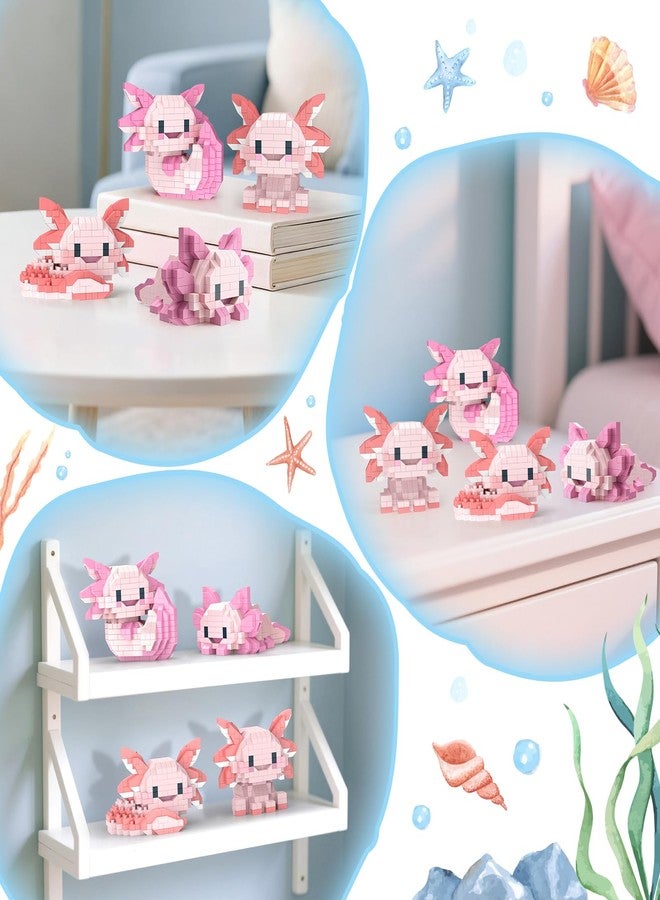 HIGH GODO 4 Axolotl Party Favors Building Set, Mini Axolotl Toy Figurines, Goodie Bag Stuffers, Classroom Prize Box, Gifts for Adults Teens Age 14+ - Image 5